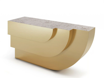 FOSSIL - Brass and travertine console table by Ginger & Jagger - view 3